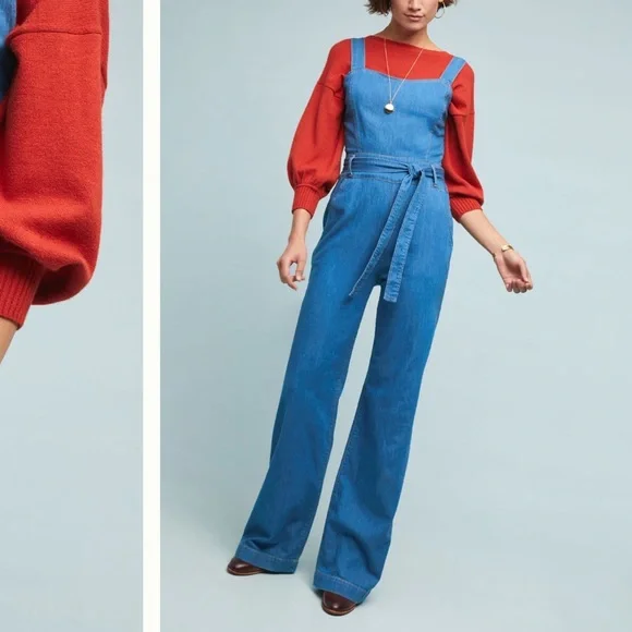 Anthropologie Ella Moss Magnolia Belted Jumpsuit - Picture 3 of 6